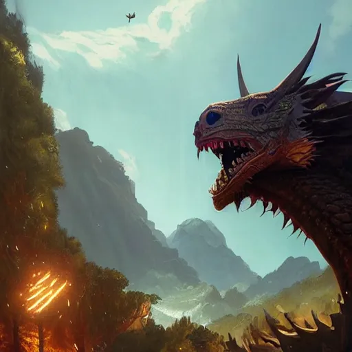 Image similar to highly detailed portrait of a dragon in gta v, stephen bliss, unreal engine, fantasy art by greg rutkowski, loish, rhads, ferdinand knab, makoto shinkai and lois van baarle, ilya kuvshinov, rossdraws, tom bagshaw, global illumination, radiant light, detailed and intricate environment