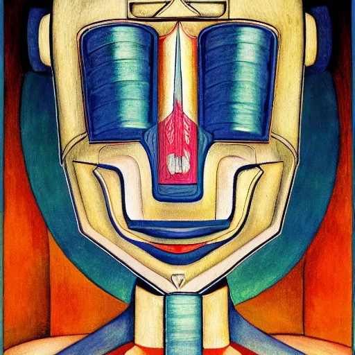 Image similar to the robot wearing her human mask, by kit williams and diego rivera, symbolist, dramatic lighting, elaborate geometric ornament, art brut, god rays, soft cool colors, smooth, sharp focus, extremely detailed