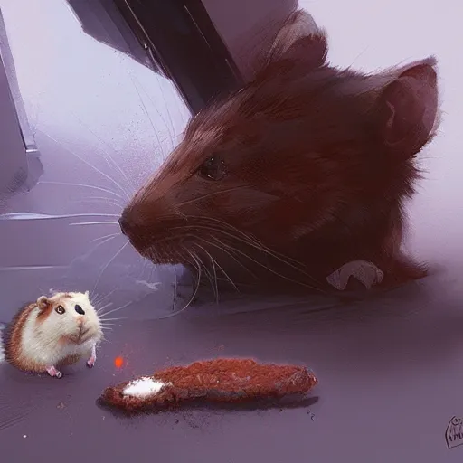 Prompt: a hamster killing a cat by greg rutkowski
