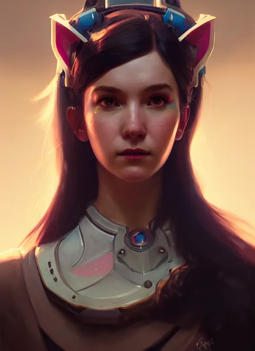 Image similar to portrait of d. va from overwatch, victorian, concept art, detailed face, fantasy, close up face, highly detailed, cinematic lighting, digital art painting by greg rutkowski