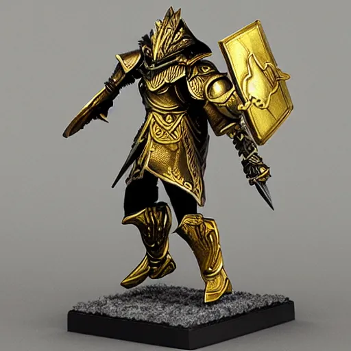 Prompt: square golden fantasy knight