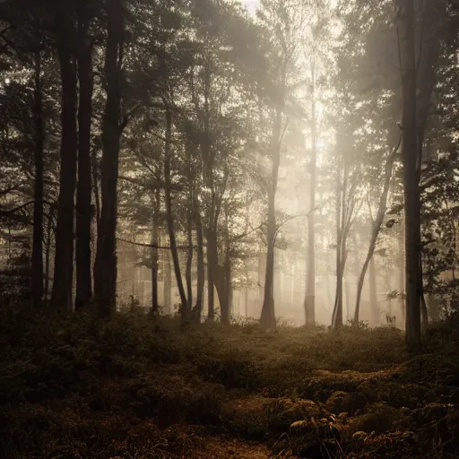 Prompt: thomas shelby in a hazy forest at dusk, film still, glowing light, moody lightning, stunning photo dslr, hyper realistic, intricate environment