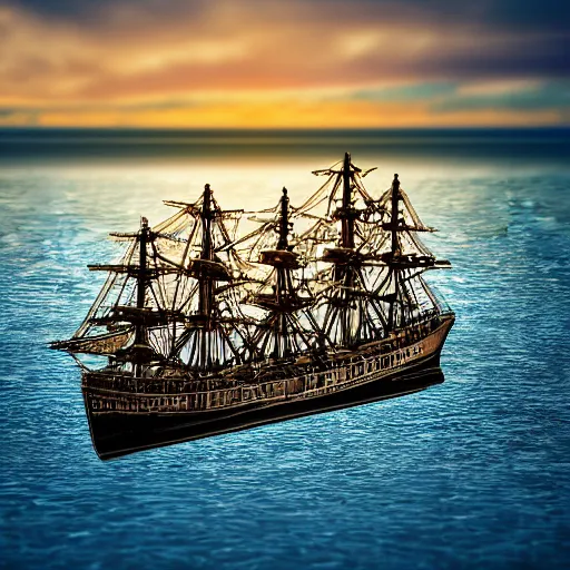 Image similar to intricate ship model on a dynamic background, soft light