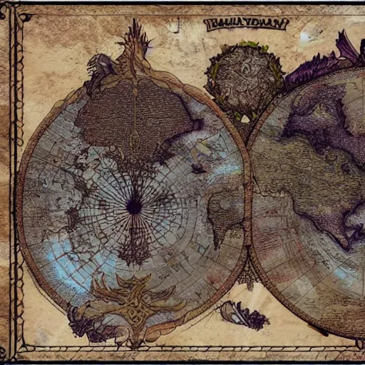 Prompt: a fantasy world map, digital art