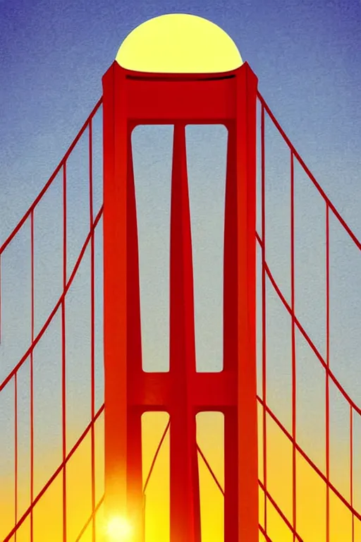 Prompt: minimalist boho style art of colorful golden gate bridge at sunrise, illustration, vector art