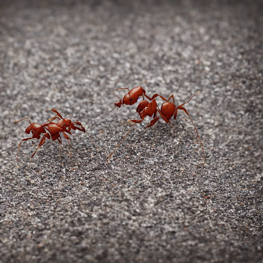 Prompt: tilt shift photograph of an ant playing basketball