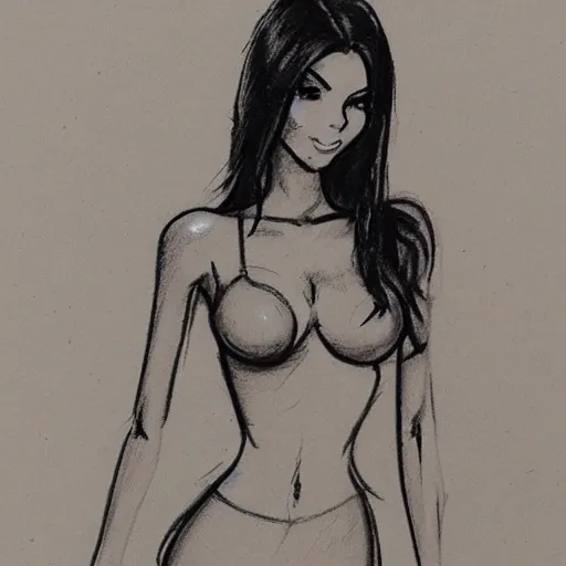 Image similar to milt kahl sketch of victoria justice with kim kardashian body