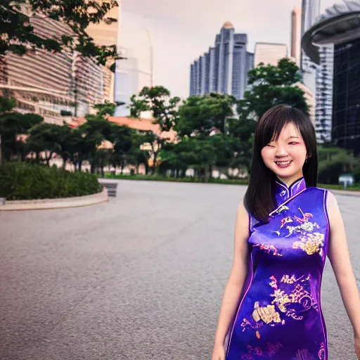 Prompt: girl in cheongsam with a great curve，photography, 4k, smile