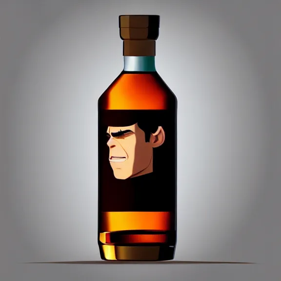 Image similar to face icon stylized minimalist bottle!! ben stiller whiskey!, loftis, cory behance hd by jesper ejsing, by rhads, makoto shinkai and lois van baarle, ilya kuvshinov, rossdraws global illumination