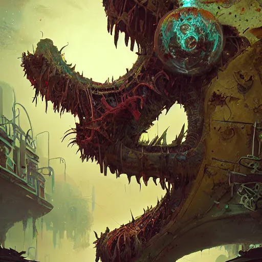 Image similar to the time eater, intricate, abstract, magical, wacky, dreadful, horror, concept art by Tooth Wu, by WLOP, by Beeple, by Dan Mumford, by Greg Rutkowski, Octane Render, digital painting highly detailed, trending on Artstation