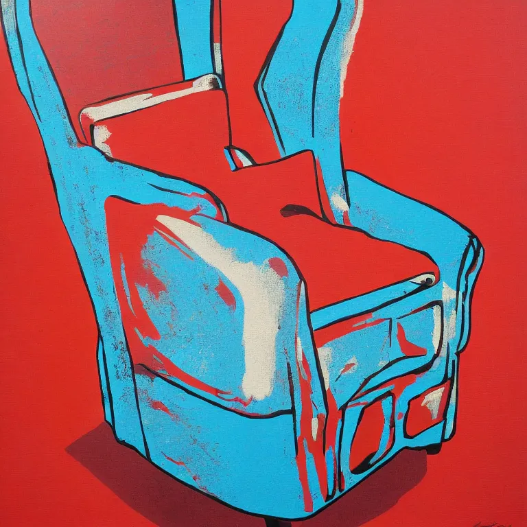 Image similar to Pop-art painting of an armchair