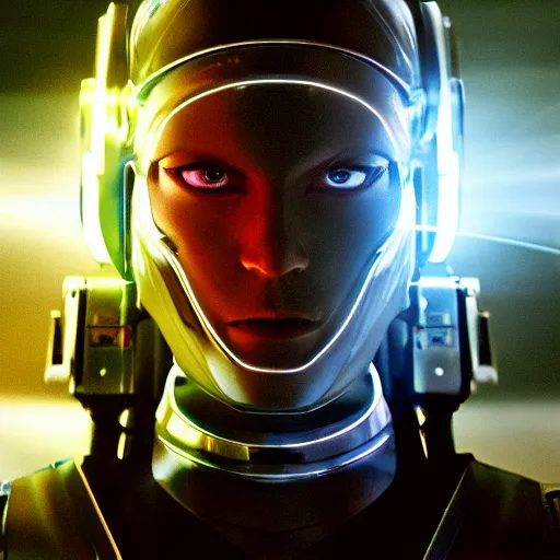 Image similar to movie still of a cool cyborg, cinematic composition, cinematic light, by tobe hopper