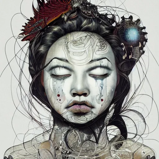 Image similar to a blowfish girl named god king 3 7, an ultrafine detailed painting by james jean, behance contest winner, vanitas, angular, altermodern