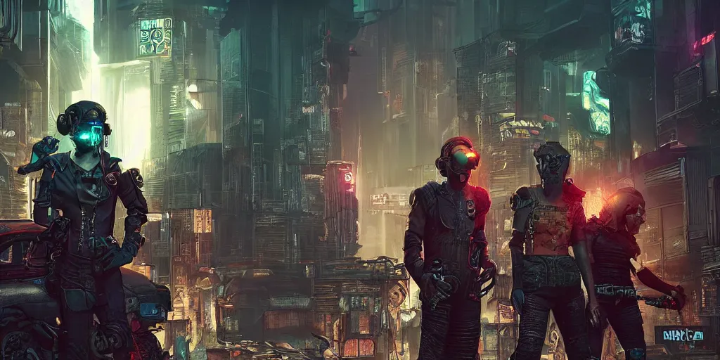 Image similar to cyberpunk cat gang, fallout 5, studio lighting, deep colors, apocalyptic setting, sneak peak