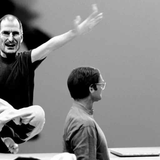 Image similar to steve jobs doing a cartwheel