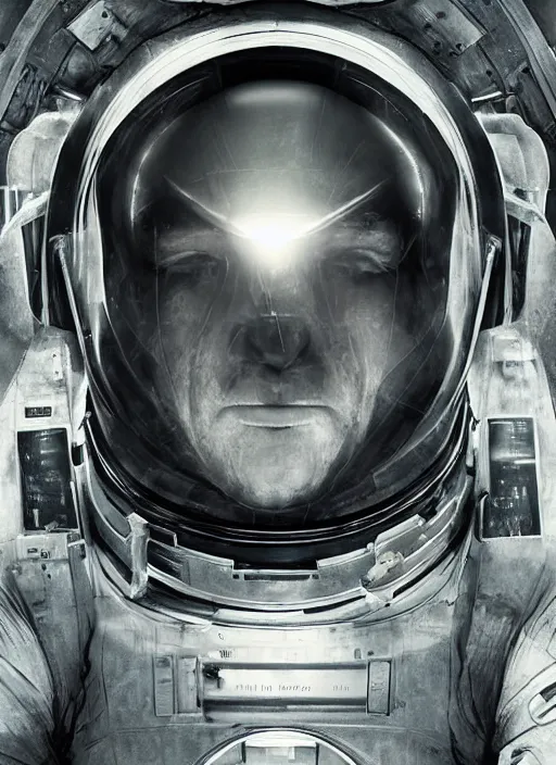 Image similar to concept art by craig mullins astronaut in futuristic dark and empty spaceship underwater selfie! infrared glowing lights. complex and hyperdetailed technical suit. reflection and dispersion materials. rays and dispersion of light. volumetric light. 5 0 mm, f / 3 2. noise film photo. flash photography. unreal engine 4, octane render. interstellar movie art