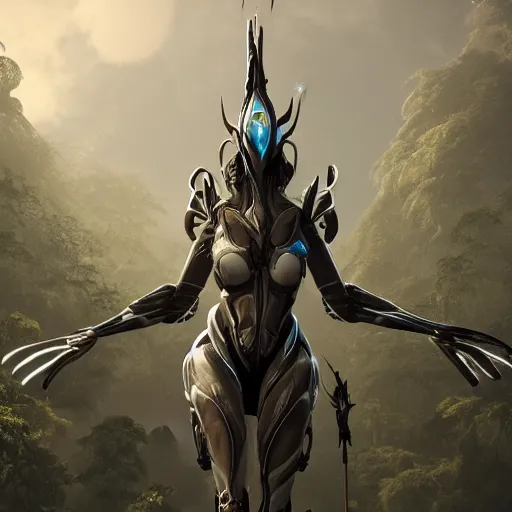 Image similar to high quality bug pov shot, of a highly detailed beautiful Giant female warframe, looming over you, unaware of your existence, highly detailed art, epic cinematic shot, realistic, professional digital art, high end digital art, furry art, DeviantArt, artstation, Furaffinity, 8k HD render, epic lighting, depth of field