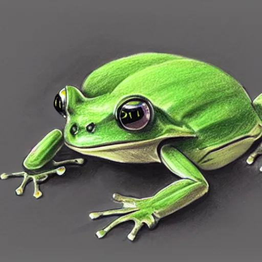 Prompt: mech frog, pencil sketch, concept art