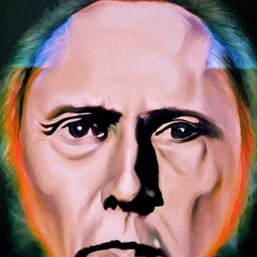 Image similar to Christopher Walken painted like a Saint with halo