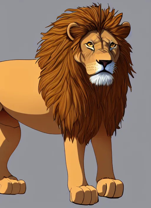 Prompt: digital painting of a lion wearing a loincloth, fursona, furry art, stylized, cel shaded, ultra detailed, anime key visual, wlop