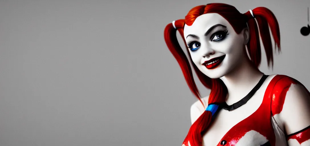 Image similar to a beautiful harley quinn photorealism bokeh