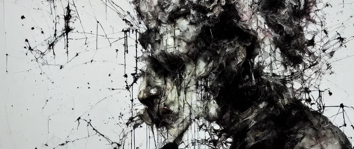 Image similar to non - euclidean geometry by emil melmoth zdzislaw beksinki craig mullins yoji shinkawa realistic render ominous detailed photo atmospheric by jeremy mann francis bacon and agnes cecile ink drips paint smears digital glitches glitchart