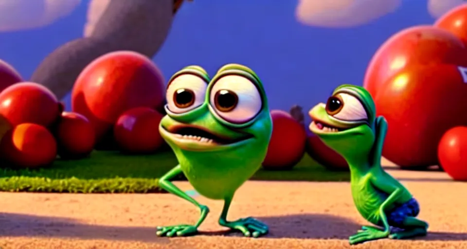 Image similar to frame from pepe pixar movie