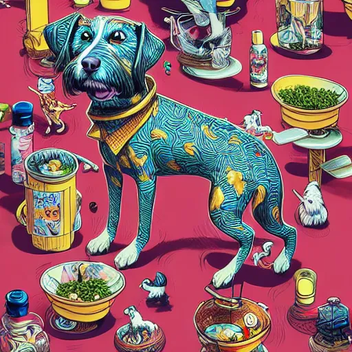 Image similar to crazy dog apartments, extremely detailed, sharp focus, wide view, full body shot, smooth, digital illustration, by james jean, by rossdraws, frank franzzeta, mcbess, sakimichan