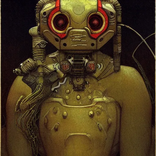 Prompt: by waterhouse, by beksinski, by mucha, high quality, color photography portrait of mechnoid yokai, facing camera, photorealistic, highly detailed, haunting, occult, extremely detailed, intricate, dramatic lighting, volumetric lighting, octane render, 8 k