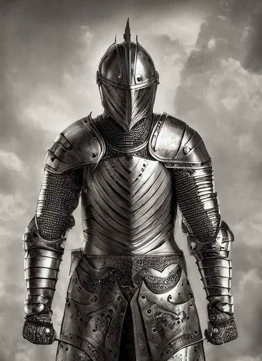 Image similar to handsome young knight with a beautiful face and clear skin, wearing an intricate and detailed plate armor, high resolution, clear image, digital art, studio photo, 4 k, clear lines