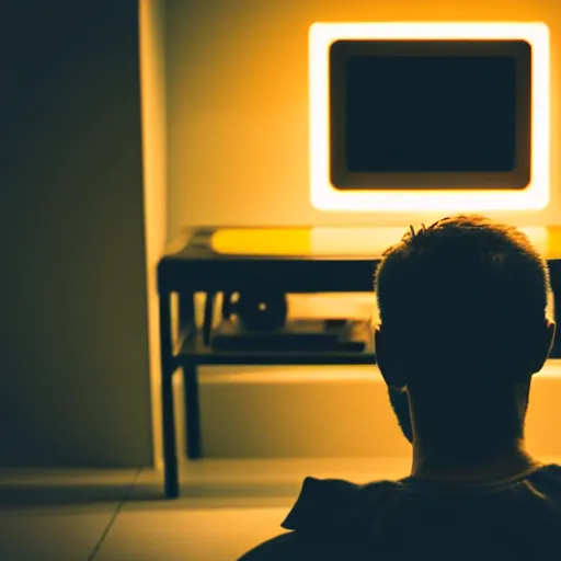 Image similar to studio photo of person with TV instead of his head, photorealistic, 50mm