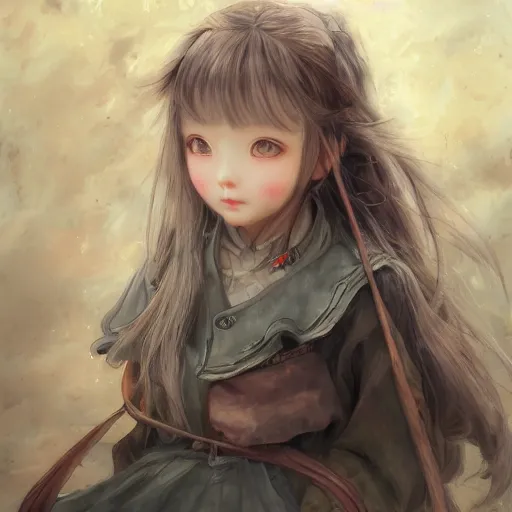 Image similar to dynamic composition, motion, ultra-detailed, incredibly detailed, a lot of details, amazing fine details and brush strokes, colorful and grayish palette, smooth, HD semirealistic anime CG concept art digital painting, watercolor oil painting of a Russian schoolgirl, by a Chinese artist at ArtStation, by Huang Guangjian, Fenghua Zhong, Ruan Jia, Xin Jin and Wei Chang. Realistic artwork of a Chinese videogame, gradients, gentle an harmonic grayish colors.