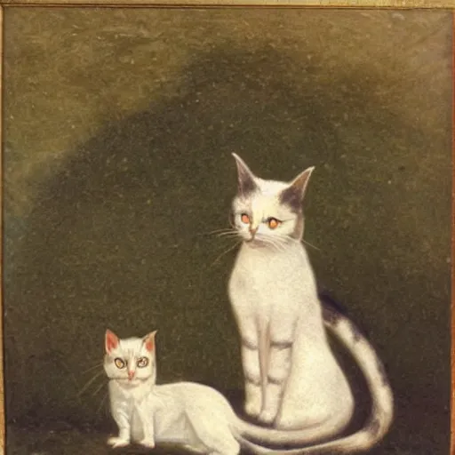 Image similar to a 1 8 0 0 s painting of a witches cat