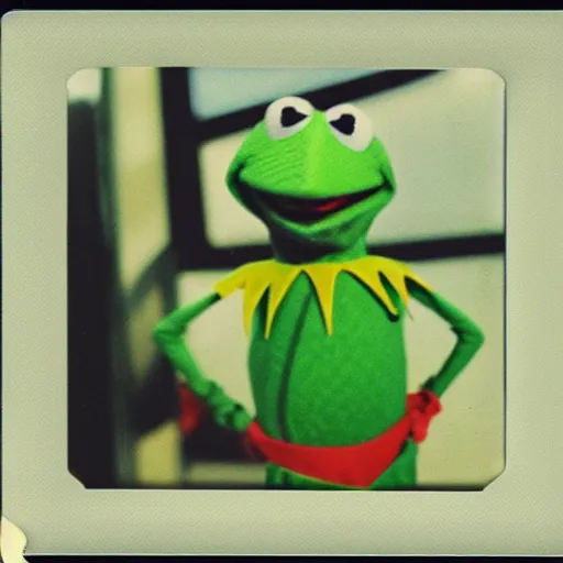 Image similar to polaroid shot of kermit the frog in the movie the mechanic
