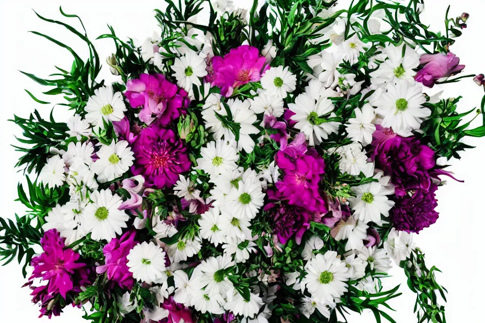 Image similar to a bouquet of alien flowers on a white background