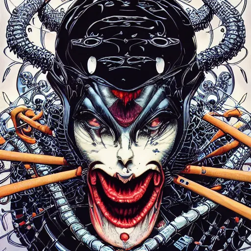 Image similar to portrait of crazy spawn, symmetrical, by yoichi hatakenaka, masamune shirow, josan gonzales and dan mumford, ayami kojima, takato yamamoto, barclay shaw, karol bak, yukito kishiro