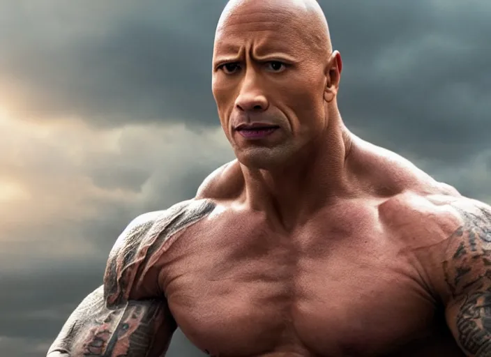 Image similar to film still of dwayne the rock johnson as homelander in the new the boys movie, 4 k