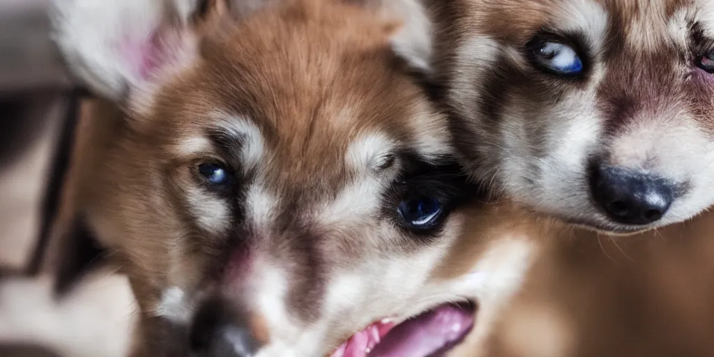 Prompt: 3 5 mm lens sony a 3 shot red husky adorable 4 k ultra - hd