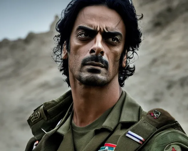 Prompt: a photo of arjun rampal as a soldier of israel, hyper realistic face, beautiful eyes, cinematic, long shot, hyper detailed, 8 5 mm photograph, 8 k resolution, film still, sharp lens, wide lens