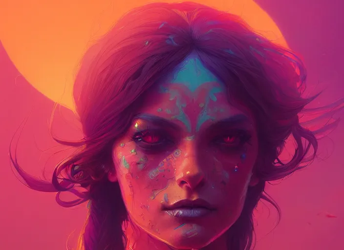 Prompt: A psychedelic portrait of lifferlas cowfolk , vibrant color scheme, highly detailed, in the style of romanticism, cinematic, artstation, Moebius, Greg rutkowski