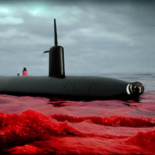 Image similar to submarine in an ocean of blood