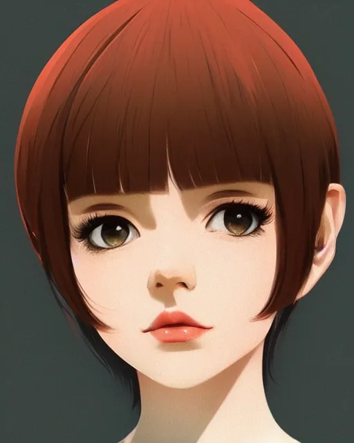 Image similar to a centered portrait of a beautiful nervous girl, by ilya kuvshinov. 7 0 mm