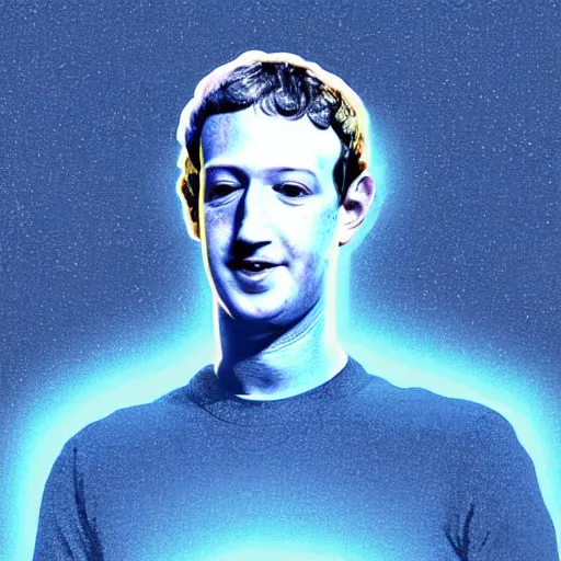 Image similar to Mark Zuckerberg in a UFO, digital art