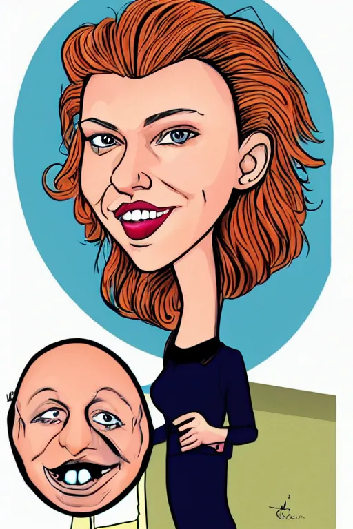 Image similar to funny caricature of scarlett johansson, cartoon by achille superbi