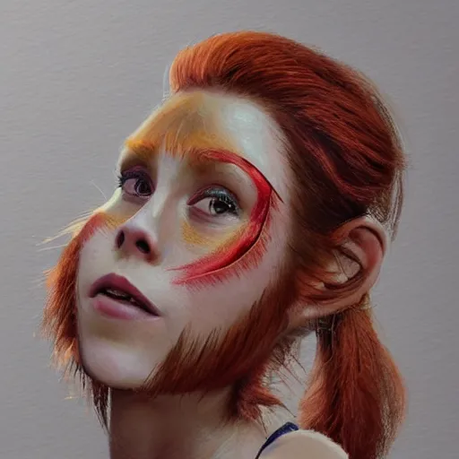 Image similar to Africa, beautiful portrait of many Emma Watsons jumping like a ginger big red monkey, face like monkey with banana on palms, many Emma Watson actress monkey face paint chimping , like , powerful , magic, thunders, dramatic lighting, intricate, wild, highly detailed, digital painting, artstation, concept art, smooth, sharp focus, illustration, art by artgerm and greg rutkowski and alphonse mucha, footage