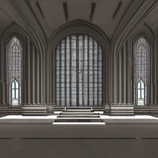 Image similar to Art-deco chatedral, 3d render, unreal engine