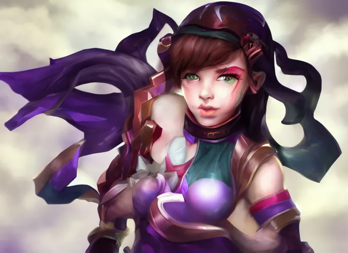 Prompt: champion splashart of champion made out of girl