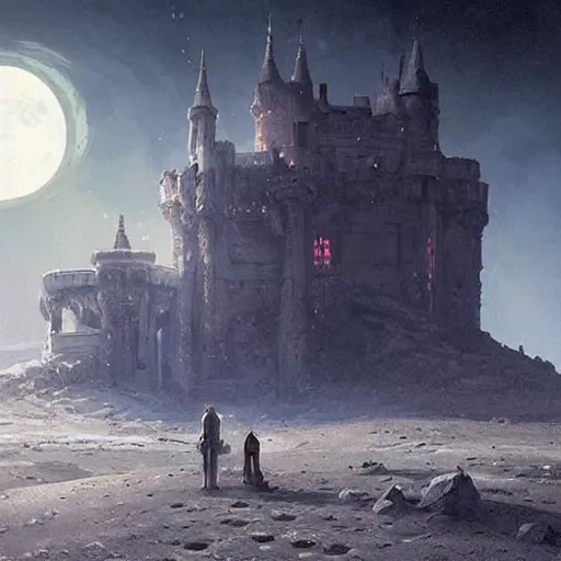 Prompt: a castle on the moon,digital art,ultra realistic,ultra detailed,art by greg rutkowski