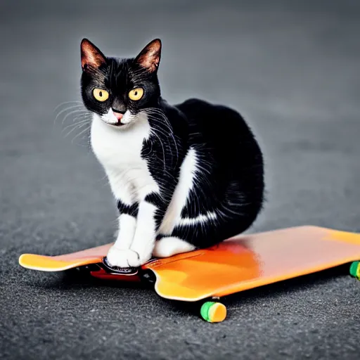Image similar to a cat on a skateboard