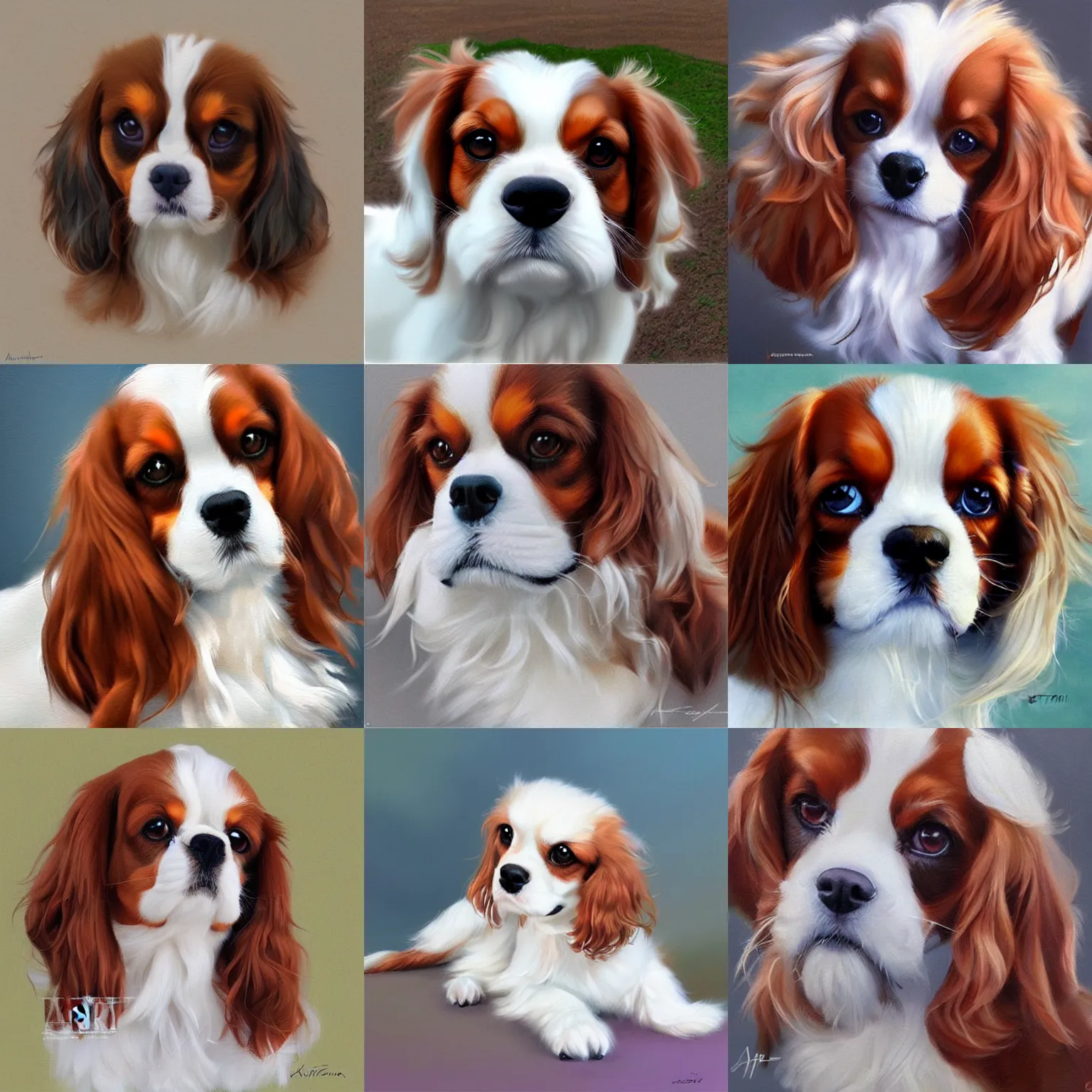 Prompt: fluffy cotton wool of many different colors, cavalier king charles spaniel, art by artgerm and krenz cushart